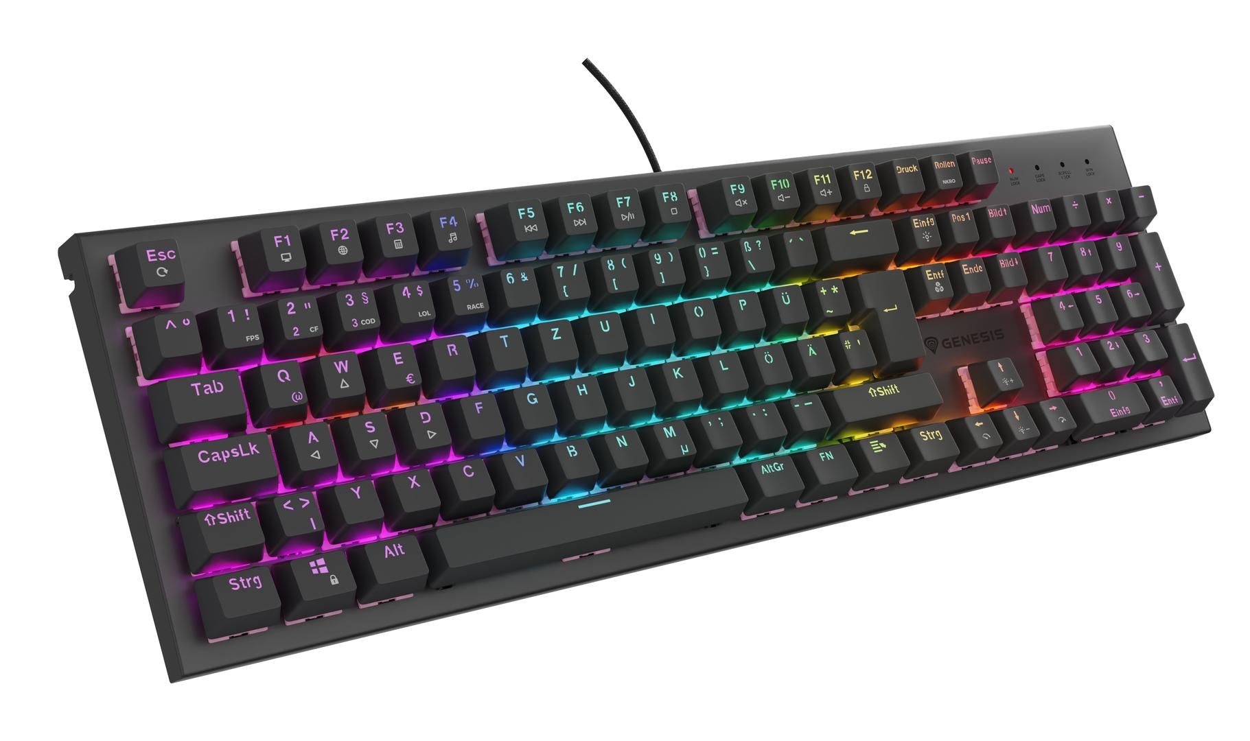 GAMING KEYBOARD GENESIS THOR 303 DE RGB BACKLIGHT MECHANICAL SILENT SWITCH BLACK HOT SWA