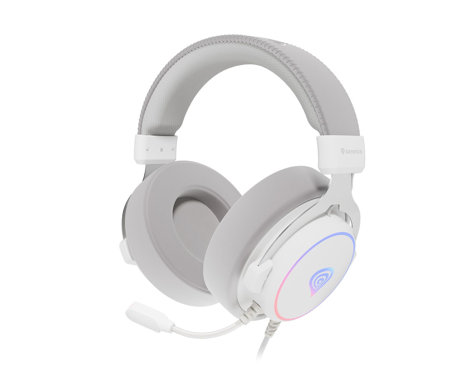 GENESIS NEON 764 RGB OVER-EAR HEADPHONES WITH MICROPHONE BACKLIGHT WHITE USB
