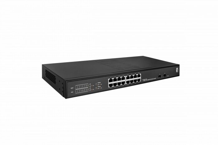 LevelOne PoE+Switch 16xGE PoE/2xSFP 230W Metall managed