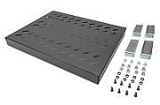 Fixed shelf 19   1U  depth 550 mm  load capacity 25 kg  mounting at 4 points  grey  screws and bracket in set.