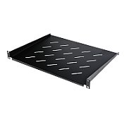 Fixed shelf 19   1U  depth 650 mm  load capacity 25 kg  4-point mounting  black  screws and handle in a set.