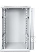 Wall-hung network cabinet 19  21U rack 600x600  door glass  grey  undivided  folded  60kg