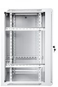 Wall-hung network cabinet 19  21U rack 600x600  door glass  grey  undivided  folded  60kg