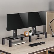 Dual Monitor Stand - Double Maclean  max. 20kg  tempered glass  (1029x285x127mm)  MC-936