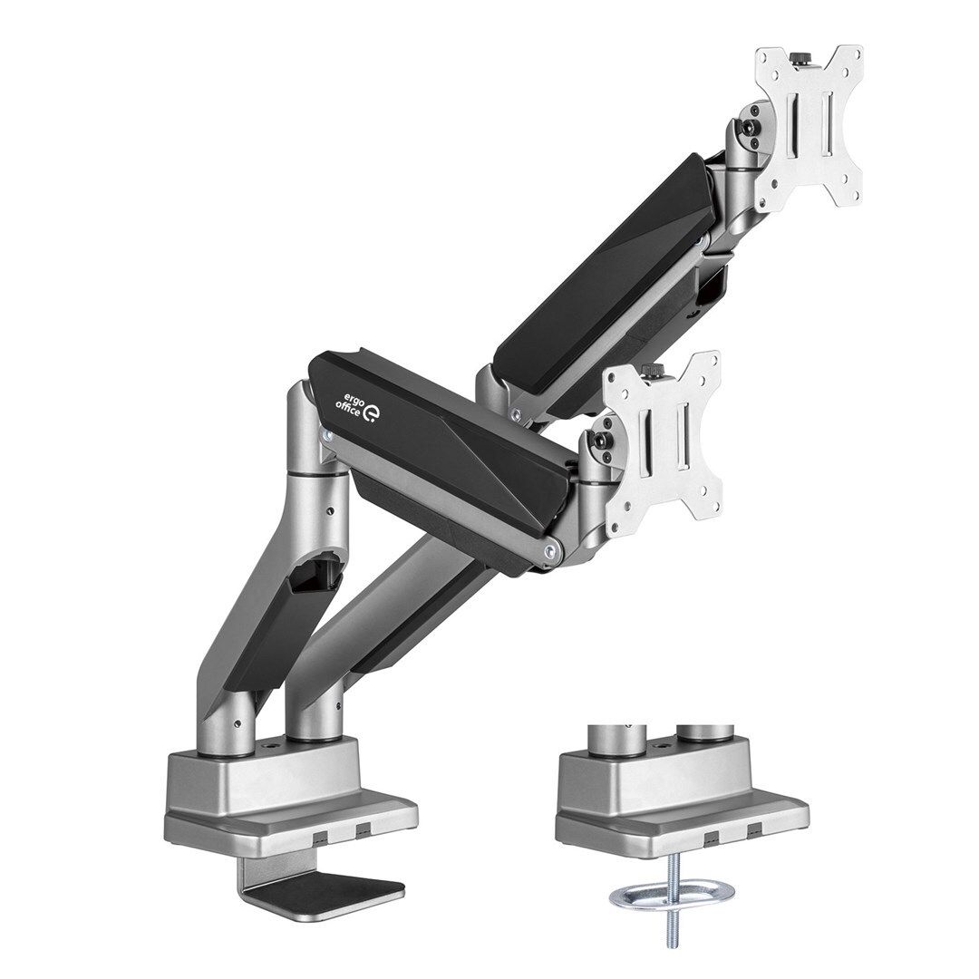 Universal Ergo Office Dual Monitor Desktop Mount  Gas Spring 17 -35  15kg  VESA 75x75 / 100x100  ER-446