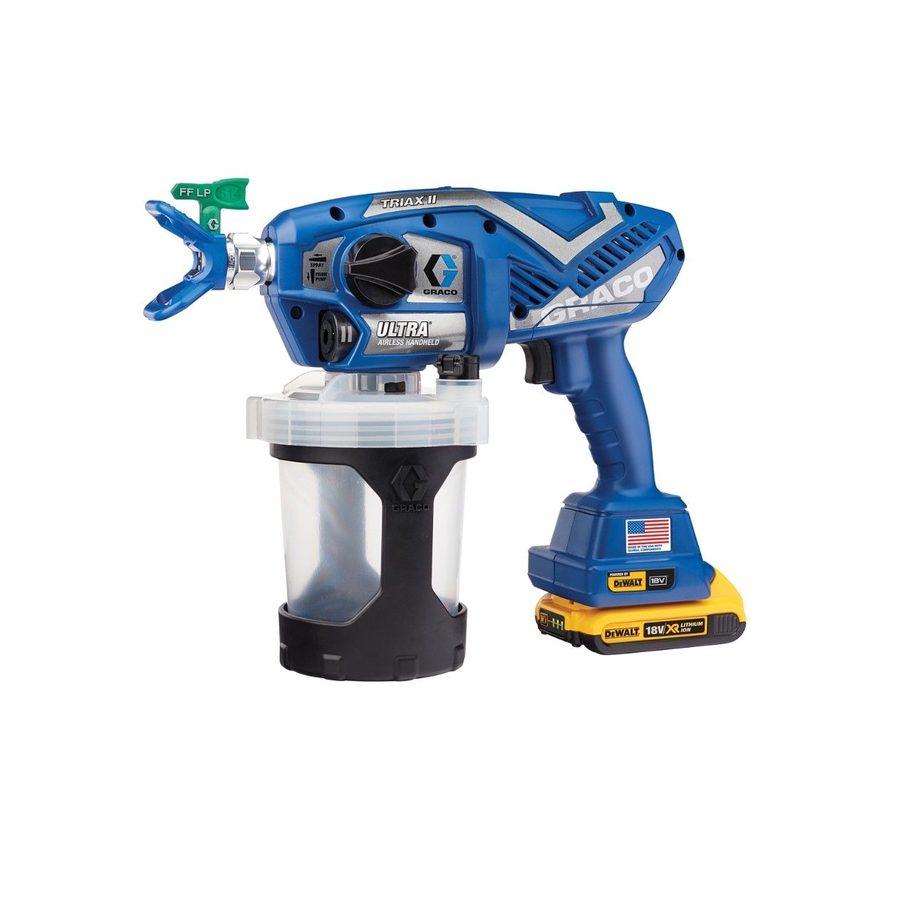 GRACO ULTRA AIRLES PAINT GUN ( 2 x AKU. 2AH DEWALT+ LOAD ) + BAG