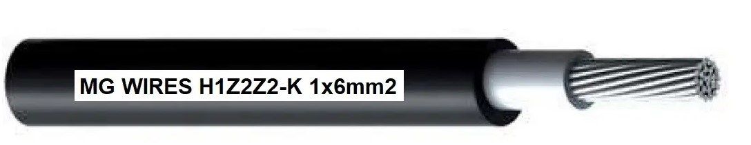 Photovoltaic cable // MG Wires // 1x6mm2  0 6/1kV black H1Z2Z2-K-6mm2 BK  package 100m