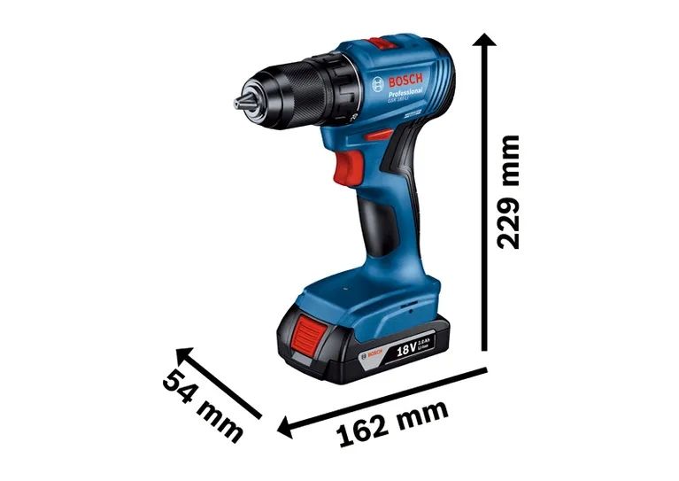BOSCH. GSR 185-LI 2x2.0Ah 50/21Nm CASE
