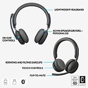 HEADSET LOGITECH ZONE WRLS 2 UC/GRAPHITETEAMS 2.4GHZ/BT N/A 914
