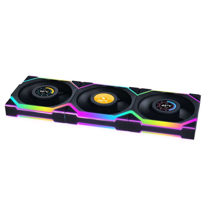 Lian Li UNI FAN SL Wireless LCD Fan  ARGB  PWM  3-Pack incl. Controller - 120 mm  black