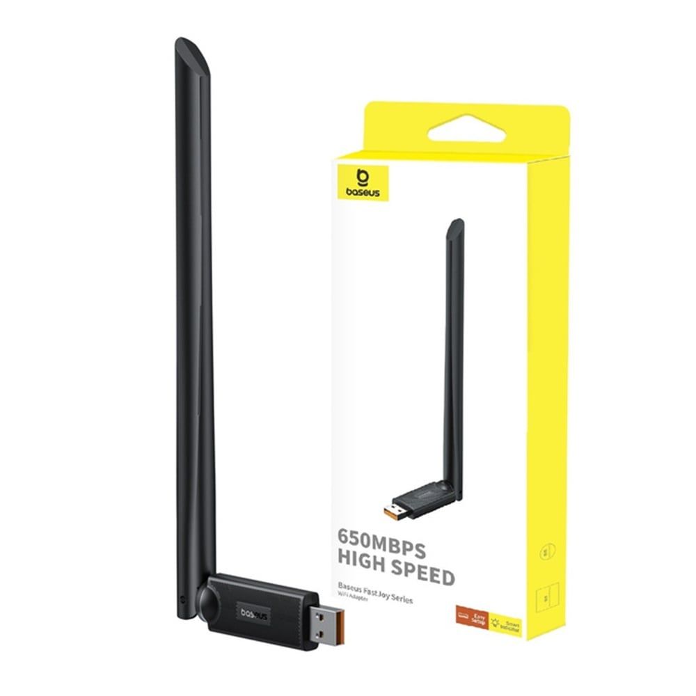 ADAPTOR RETEA Baseus FastJoy, extern wireless 2.4 GHz, USB 2.0, port, 650 Mbps, antena externa x 1,  B01317600111-02  (timbru verde 0.18 lei) - 6932172651039