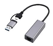 ADAPTOR RETEA GEMBIRD , extern, USB 3.1 Gen1 Type-C + USB-A combo, port RJ-45, 2500 Mbps, silver,  A-USB3AC-LAN2G-01  (timbru verde 0.18 lei)