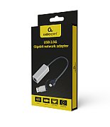 ADAPTOR RETEA GEMBIRD , extern, USB 3.1 Gen1 Type-C + USB-A combo, port RJ-45, 2500 Mbps, silver,  A-USB3AC-LAN2G-01  (timbru verde 0.18 lei)