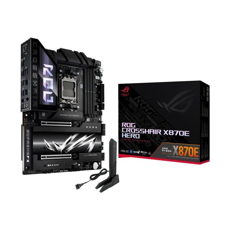 Placa de Baza ASUS ROG CROSSHAIR X870E HERO AM5, 4x DDR5, 1x HDMI 2x Type-C, 2x PCIE 5.0 x16 4x PCIE 4.0 x16, 5x M.2, WIFI7, 4x SATA 6GB/s, ATX