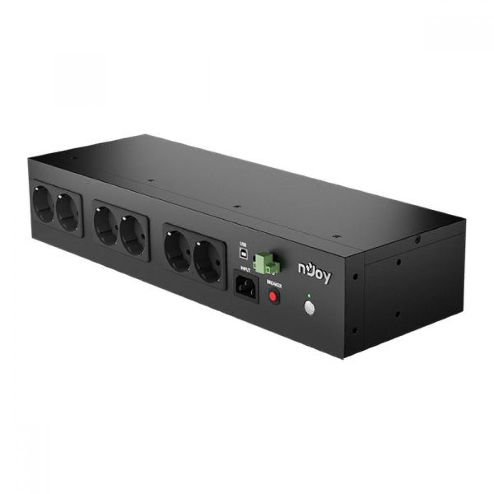 UPS nJoy UPCMRSS680TTRCG01B, 800 VA, 480 W, off-line, 8x Schuko, 9 minute 40s (50% sarcina), Rack 2U, Negru