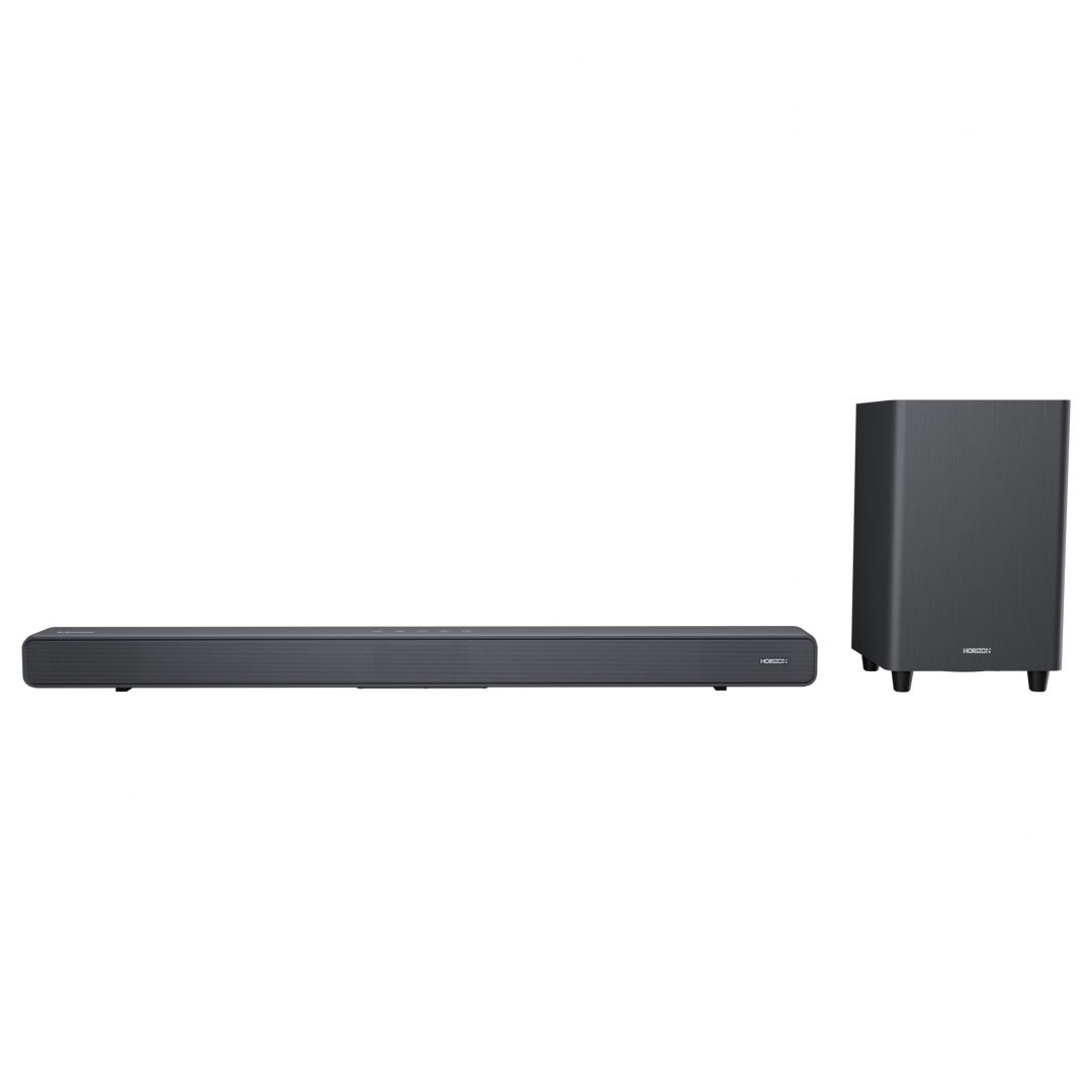SOUNDBAR HORIZON HAV-S5950W / System 2.1 / Max Audio Power 160W (40W x2 + 80W) / Digital Optical / AUX (3.5mm) / HDMI-ARC (CEC) / BT 5.4 / USB Playback / DOT-Matrix Display / Remote + Button Keys / Impedance: 6Ω x2 + 4Ω / Signal to Noise Ratio (SNR): 73dB / Wall-Mount Ready / Full Size / Titanium