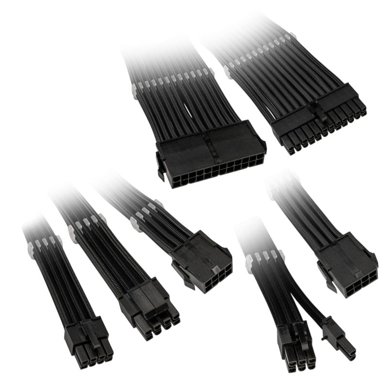 Kit 6 cabluri de extensie Core Adept Braided, Negru