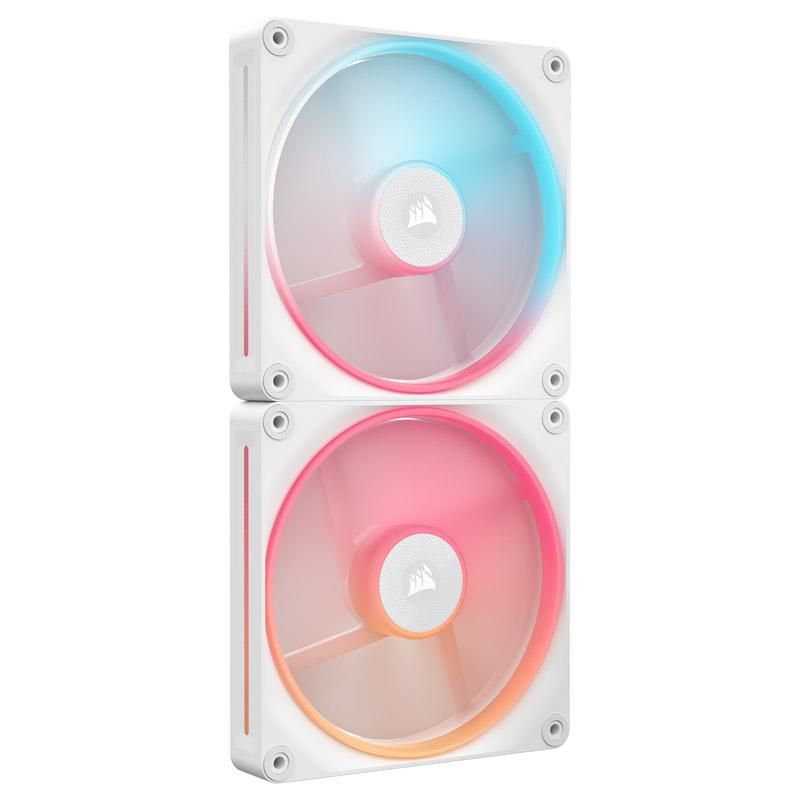 Ventilatoare Carcasa CORSAIR iCUE LINK LX140 REVERSE 2x140mm RGB ALB, viteza 2000 RPM +/- 10%, Airflow: 90 CFM, Presiune Statica: 3.55 mm-H2O, Nivel de zgomot: 35.4 dBA