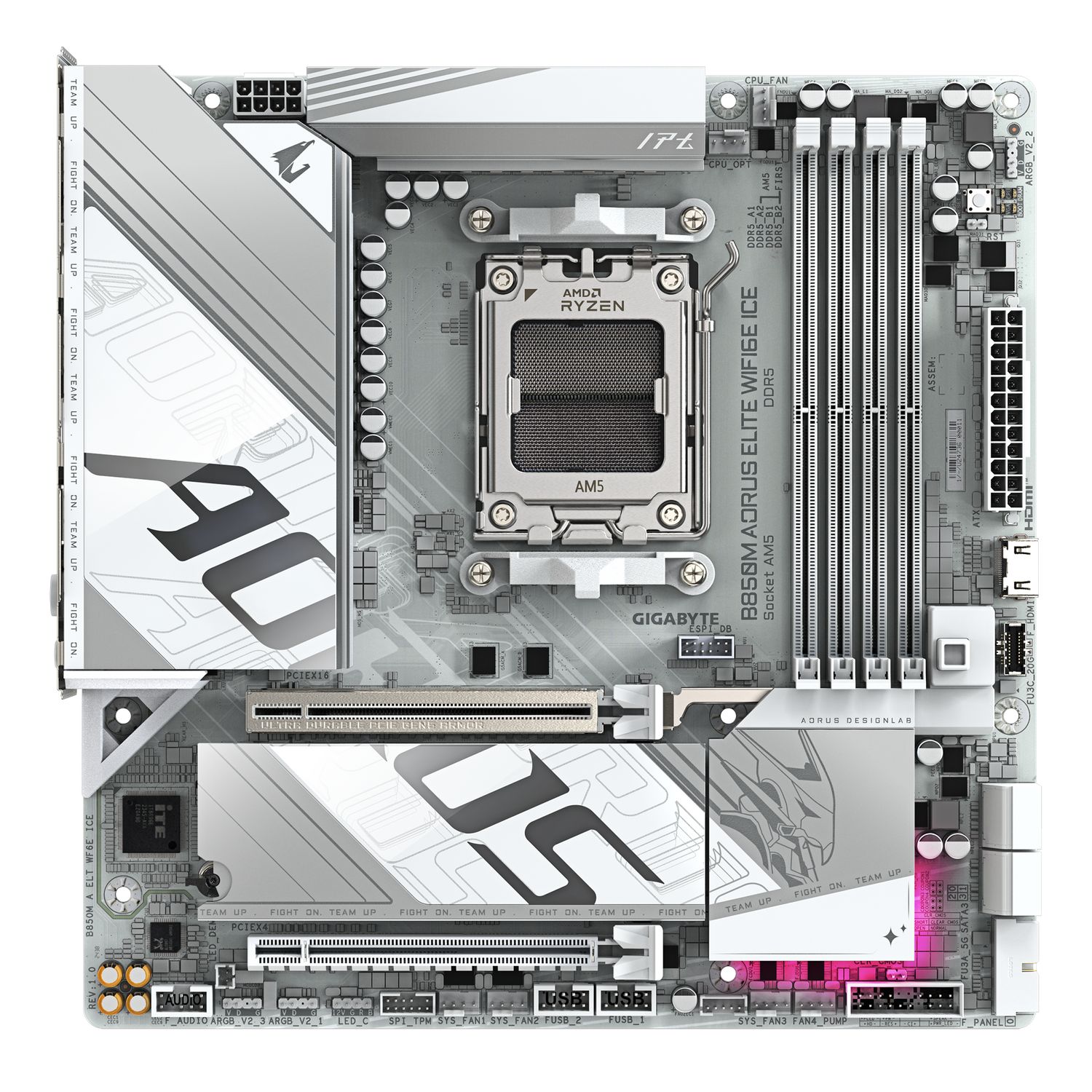 B850M AORUS ELITE WIFI6E ICE, AM5, DDR5, Wi-Fi, BT, mATX, Alb