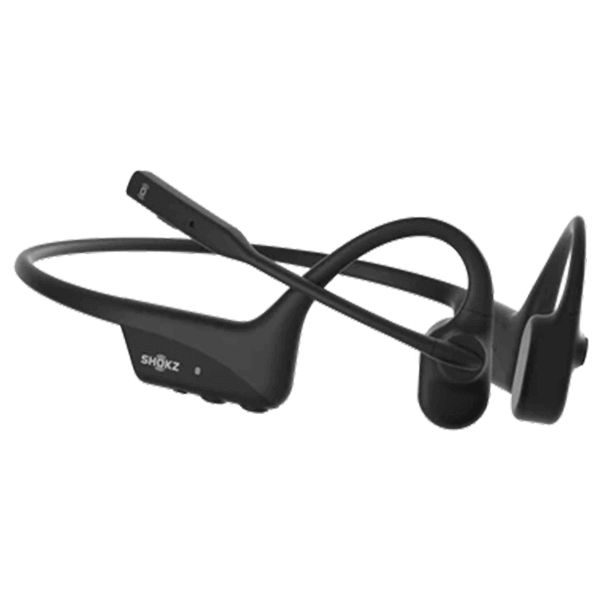 SHOKZ OpenComm2 2025 Upgrade Wireless Bluetooth Bone Conduction Videoconferencing Headset with USB-C Charging Port | 16 Hr Talk Time  29m Wireless Range  1 Hr Charge Time | Includes Noise Cancelling Boom Mic  Black
