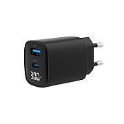 ALIMENTATOR retea 220V GEMBIRD, universal, 1 x USB Type-C D 30W, 1 x USB-A 3.0  QC 20W, LCD display, negru,  TA-UC-PDQC30LCD-BK-01  (timbru verde 0.18 lei)
