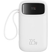 POWER BANK Baseus Qpow2, 20000mAh, 22.5W, 1 x USB 1 x USB Type-C, 1 x Lightning, total 3A, include cablu USB Type-C 0.3m, alb,  P10055002223-00  (timbru verde 0.98 lei) - 6932172636319