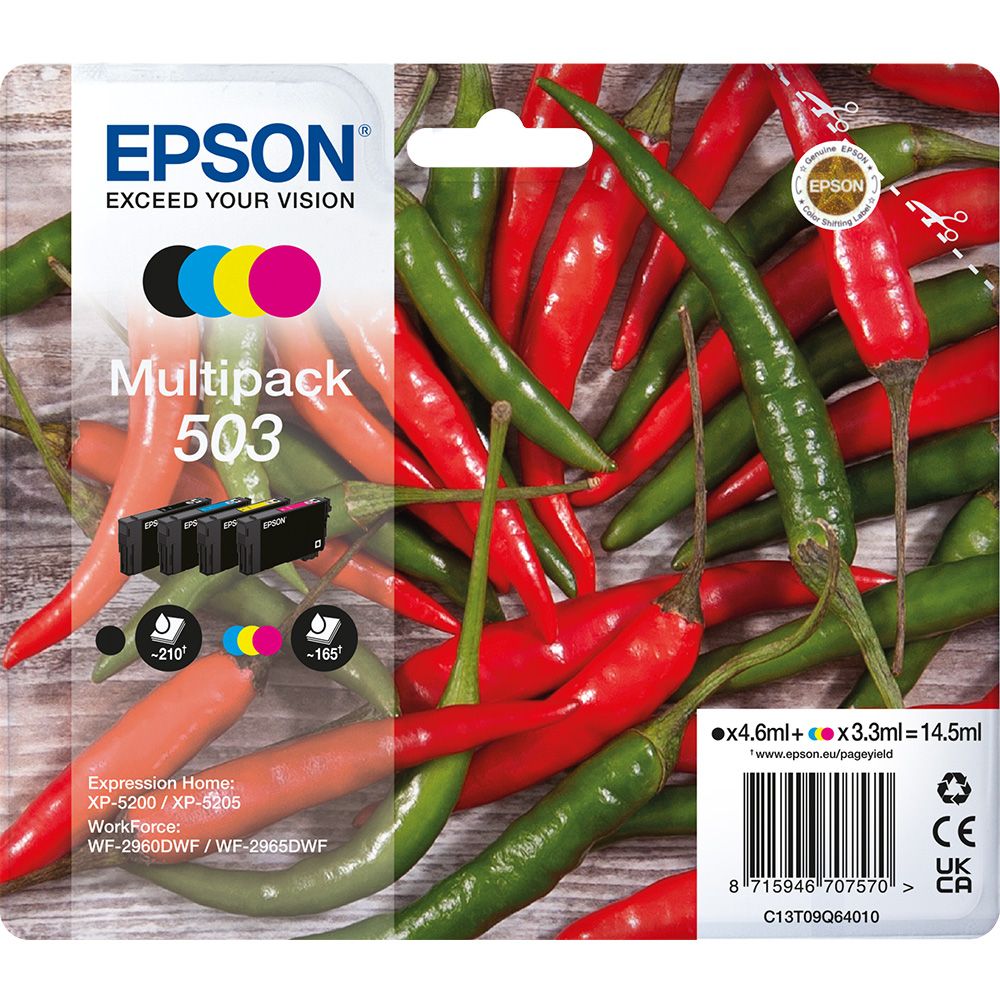 Cartus cerneala Epson C13T09Q64010 ,Black/tri-color ,210p - bk / 165p - CMY ,Original (503 CMYK)