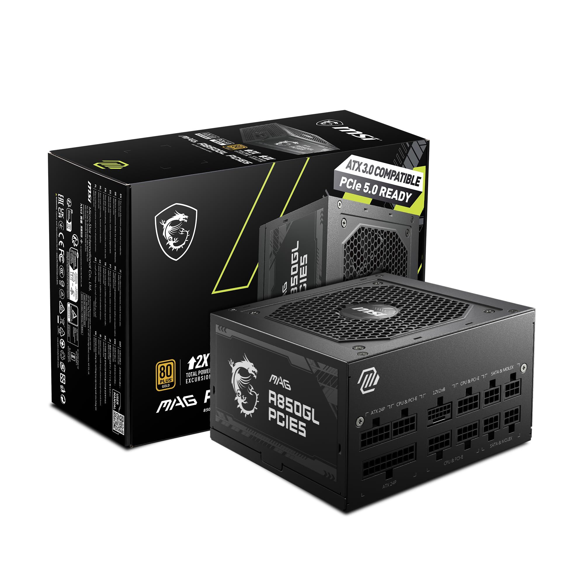 MSI MAG A850GL 850W PCIE5 II 80+ Gold Power Supply (306-7ZP8D11-CE0)