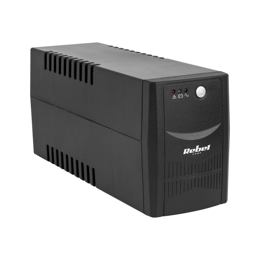 UPS Rebel KOM0552, 800 VA, 480 W, fara management, 2x Schuko, 12 V/9.0 Ah Tower, Negru