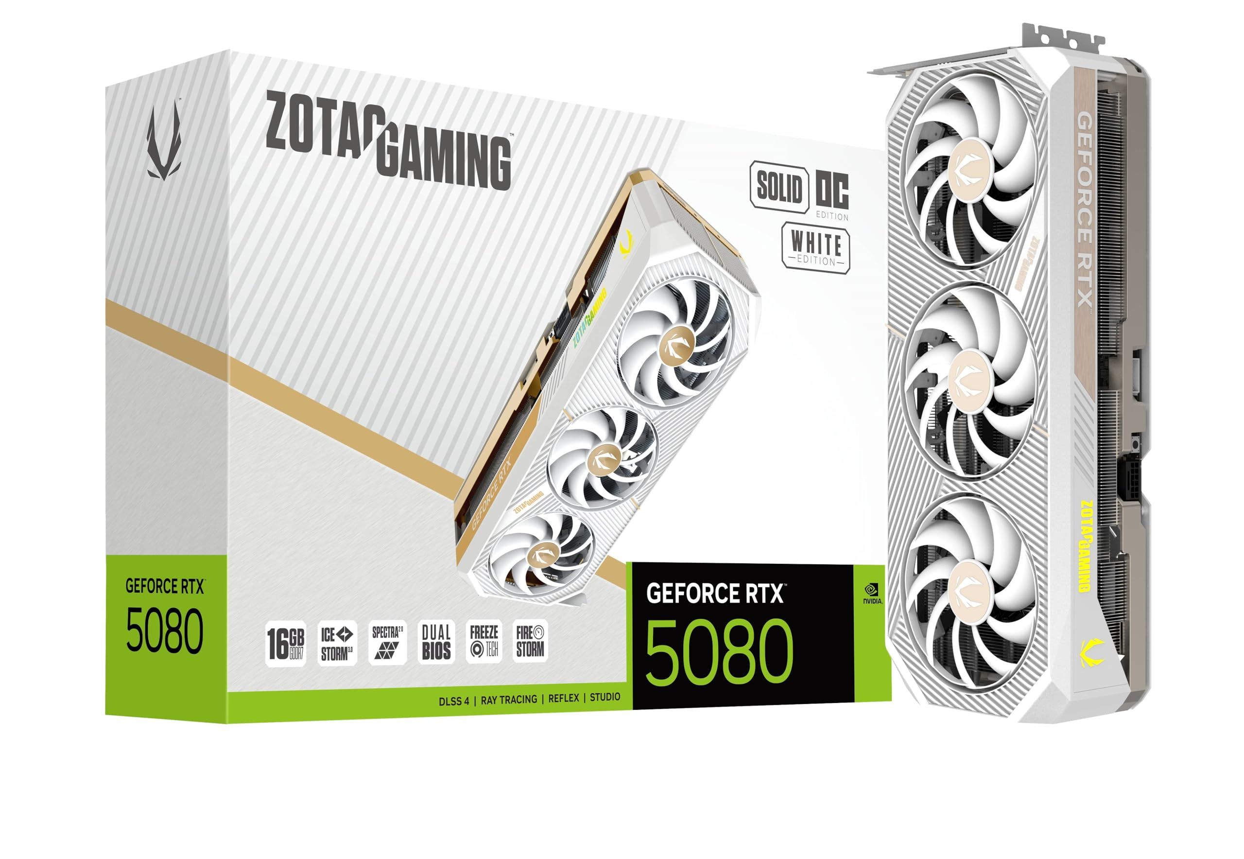 Placa video ZOTAC GeForce RTX 5080 SOLID OC White Edition 16 GB GDDR7 256 bit