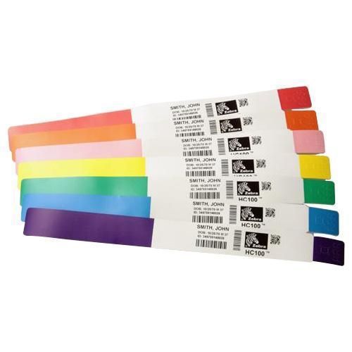 Wristband, Polypropylene, 1x10in (25.4x254mm) Direct thermal, Z-Band Splash, Adhesive closure, 1in (25.4mm) core, 350/roll, 4/box, Ora
