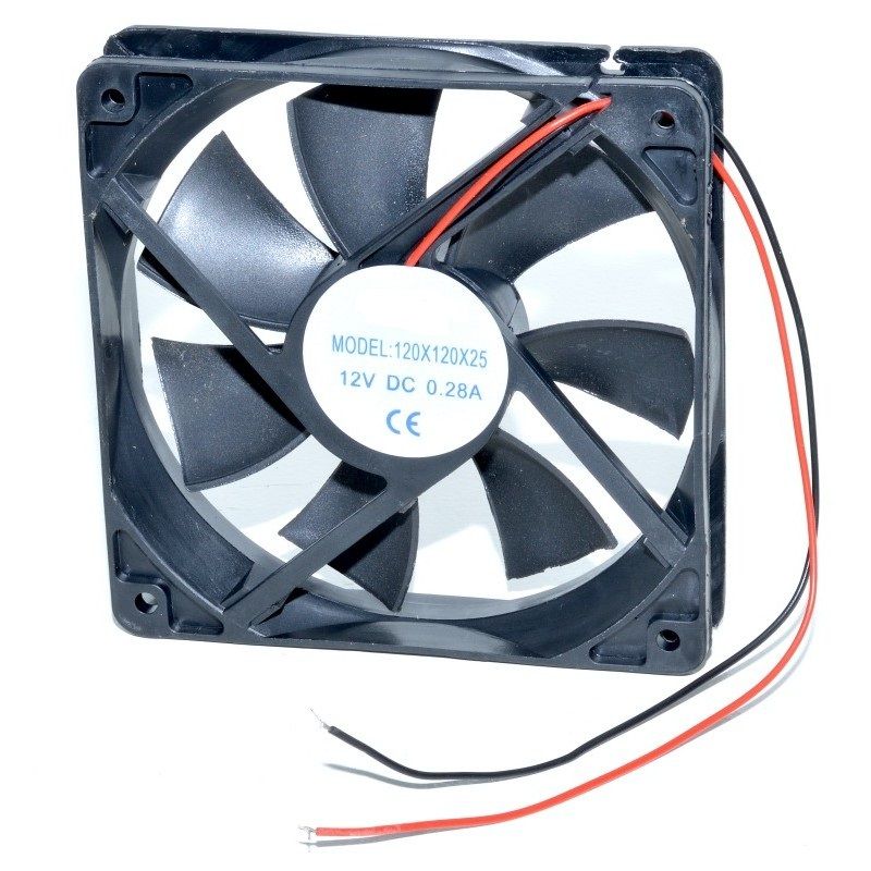 Fan 12V 2 wires on Vapo bearing 120x120x25mm
Packaging: bulk 1 pc.