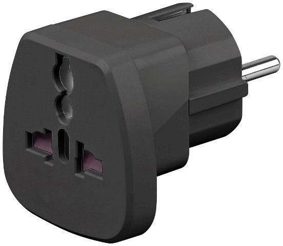 Universal adapter to CEE 7/7 black
- ATTENTION: DO NOT CONVERT THE VOLTAGE!!!
- Maximum voltage: 250V AC
- Maximum current: 16A
Packaging: blister 1 pc.