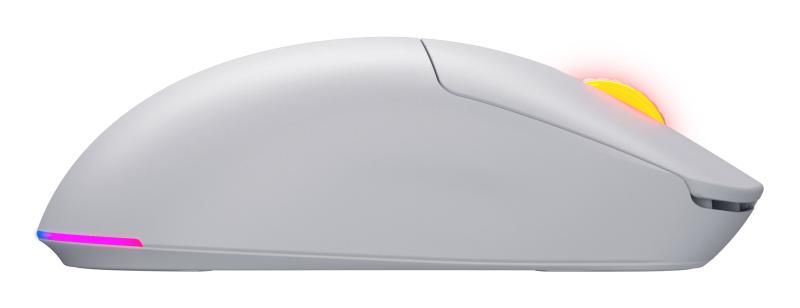 Mouse wireless Hator Quasar 3, conectivitate 2.4GHz, bluetooth si USB, polling rate pana la 1000Hz, rezolutie maxima 12000 DPI, capacitate baterie 600 mAh, durata de viata baterie in modul wireless pana la 100 ore, timp incarcare 2 ore, switch HATOR® Optical 100M, side switch Huano 3M, iluminare RGB