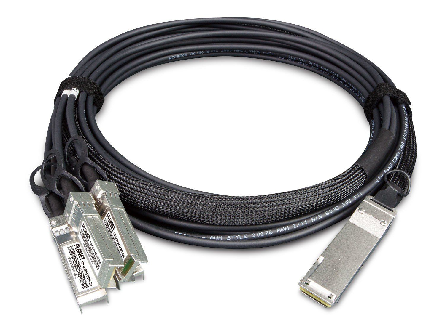 PLANET 40G QSFP+ to 4 10G SFP+ 5M cabluri din fibră optică QSFP+ 4x SFP+ Negru