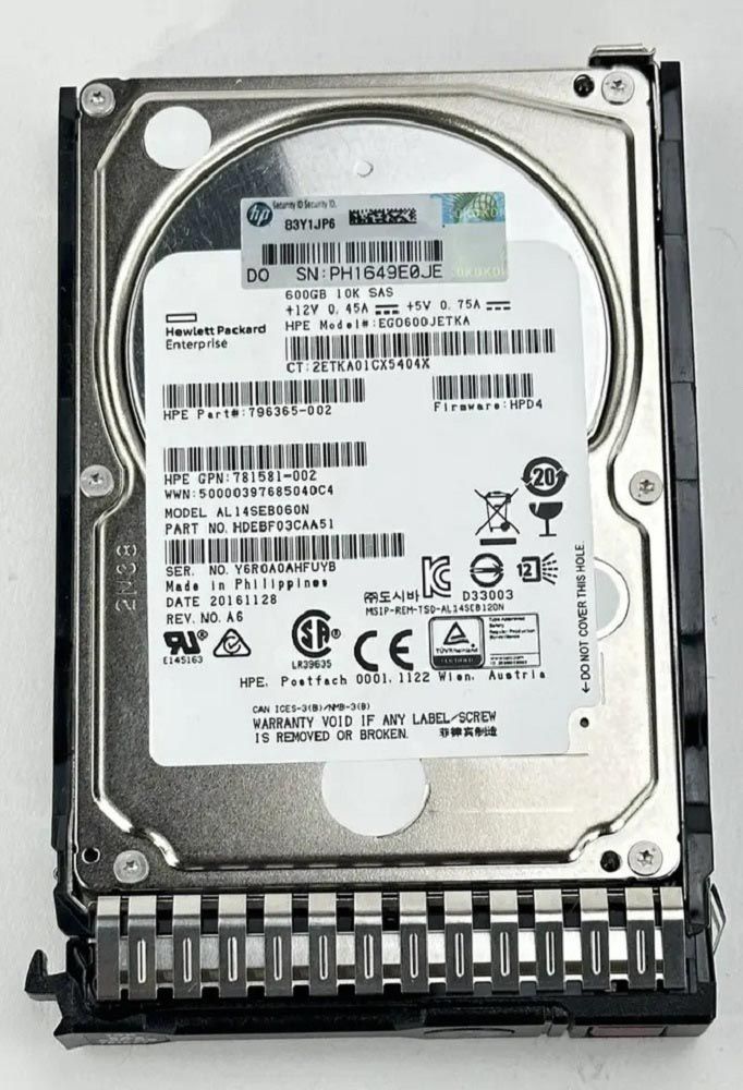 HDD server HPE 600 GB 2.5 inch SAS 12G 10000 rpm 512n, caddy MSA2