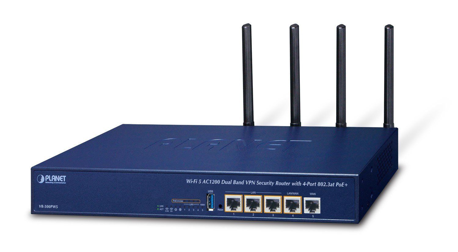 PLANET Wi-Fi 5 AC1200 Dual Band VPN router wireless Gigabit Ethernet Bandă dublă (2.4 GHz/ 5 GHz) Albastru