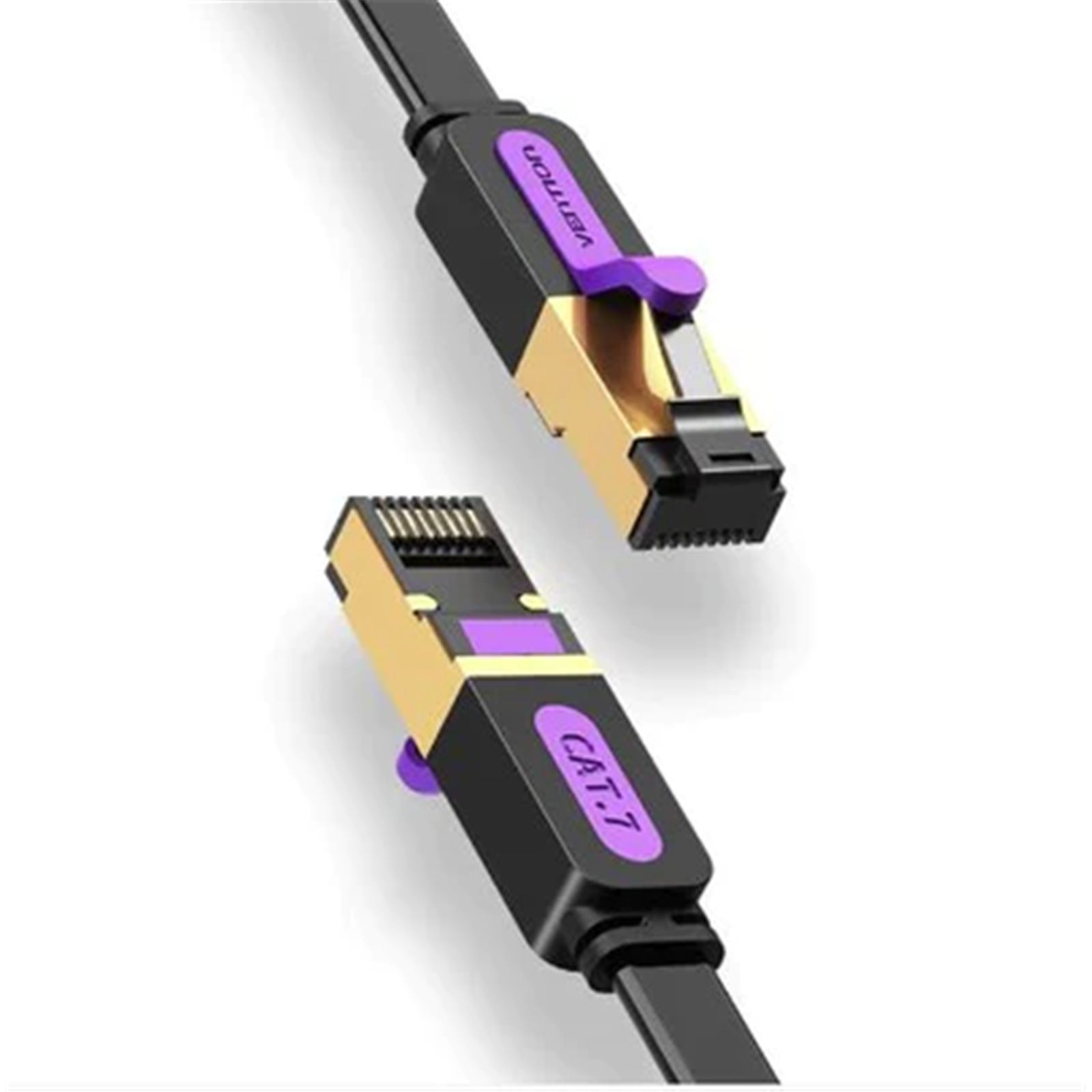 Patch Cord STP Vention, Cat. 7, 0.5m, flat cable, conductor cupru, viteza max transfer 10 Gbps, invelis PVC, negru,  ICABD  (timbru verde 0.18 lei) - 6922794729803