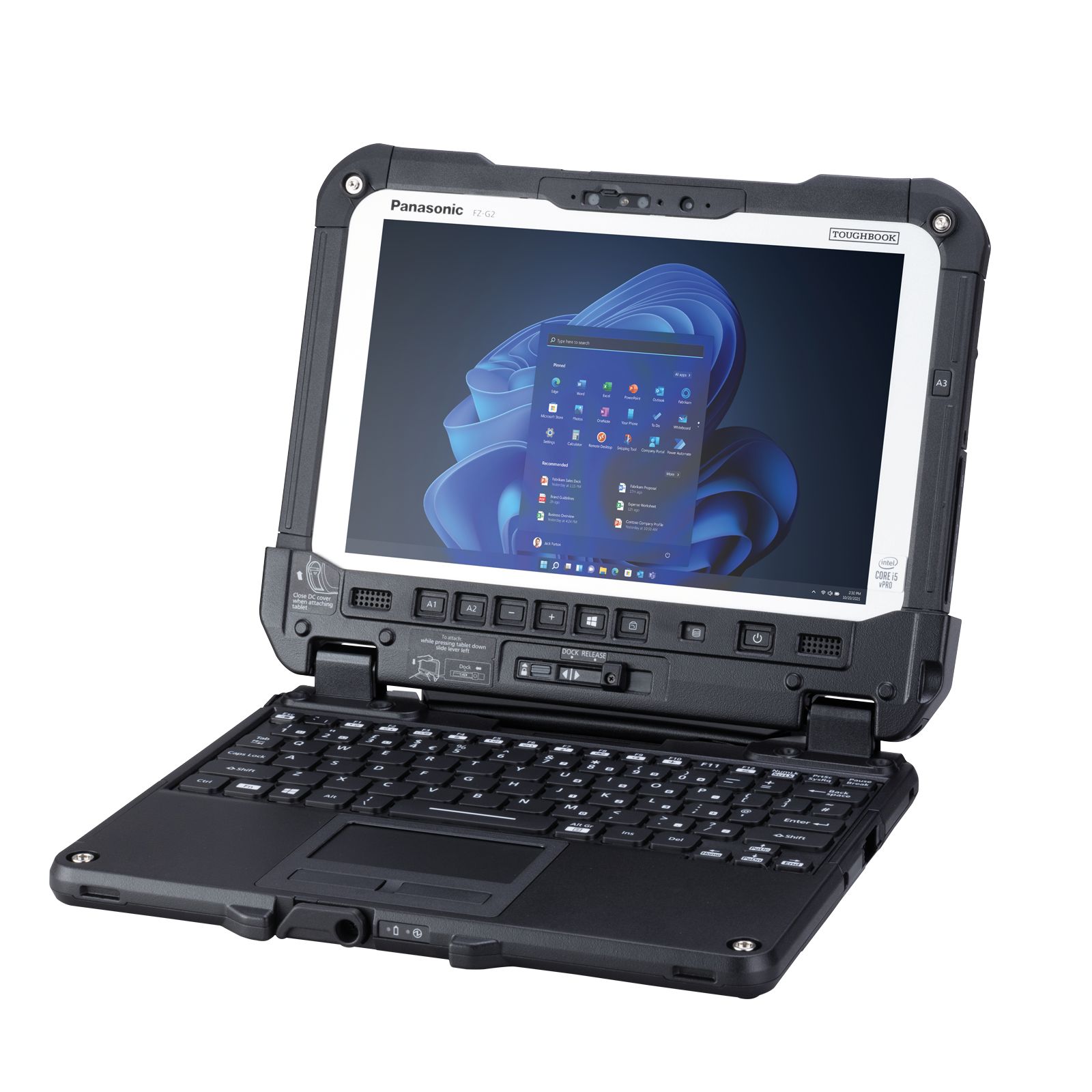 Laptop Panasonic TOUGHBOOK G2 MK3 FZ-G2NBMBXB4, 10.1 inch 1920 x 1200 Touchscreen, Intel Core ultra 5 135U (12 C / 14 T, 1.6 GHz - 4.4 GHz, 12 MB cache, 55 W), 16 GB DDR5X, 512 GB SSD, Intel Graphics, Windows 11 Pro, Tastatura N/A, Black