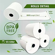 Receipt Rolls, Heipa, Thermal Paper, 80 mm, 46 mm, 12.7 mm, White