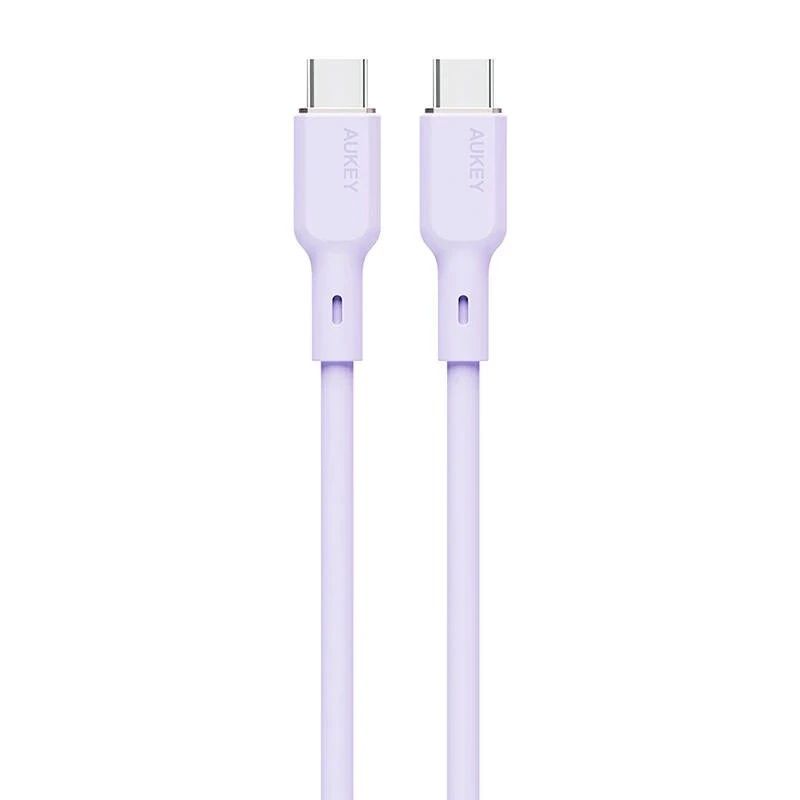 Cablu alimentare si date Aukey, USB Type-C (T) la USB Type-C (T), 1.8m, 480 Mbps, 100W, silicon, mov,  LLTSN1049571  (timbru verde 0.08 lei) -689323787319