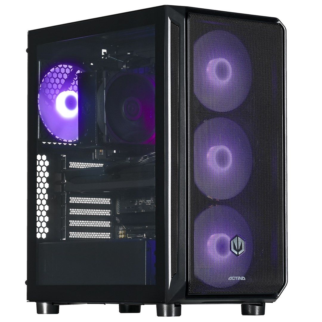 Desktop PC Actina Midi Tower, AMD Ryzen 7 7700 (8 C / 16 T, 3.8 GHz - 5.3 GHz), 32 GB RAM, 2 TB SSD, AMD RX 9070 16 GB, Fara sistem de operare