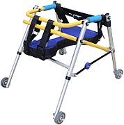 Walking frame rehabilitation with 4 wheels