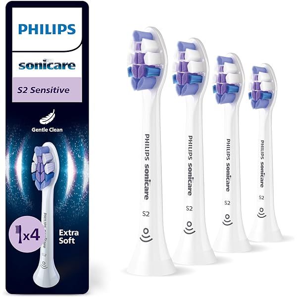 Rezerve PHILIPS Sonicare Sensitive HX6054/87, Pachet de 4 capete de periere, Standard, Click-on, Sincronizarea modurilor BrushSync, Alb, L x A x I (mm) 25.7x60x230.5