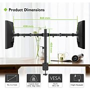 Techly ICA-LCD 382-D sistem montare monitor/stand 68,6 cm (27 ) Birou Negru