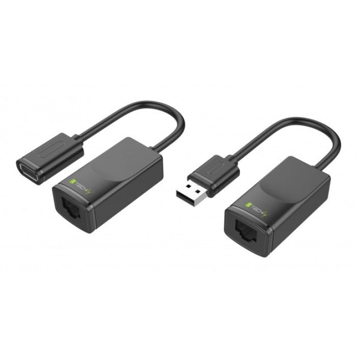 Techly IUSB-EXTENDTY2 adaptor mufă cablu RJ-45 USB 2.0 Type-A Negru