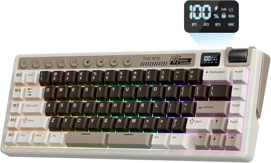 ROYAL KLUDGE RK M70 Cyan Purple Gaming Keyboard Cream switch