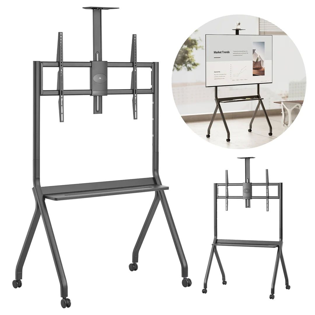 Maclean TV stand / cart  camera shelf  on casters  55-100   max load 120kg/10kg shelf  max. VESA 900x600  black  MC-114 B