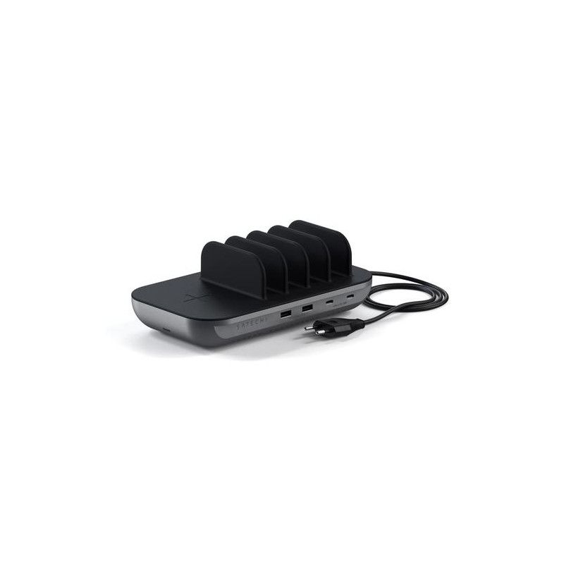 Satechi Dock 5 Multi device charging station with EU plug (2xUSB-C PD 20 W, 2x USB-A 12W, Wireless) - Space Grey