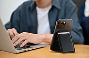 Satechi Vegan-Leather Magnetic Wallet Stand (iPhone 12/13/14/15 all models) - Black